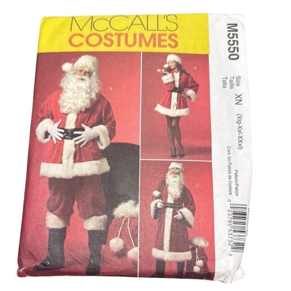 McCall’s M5550 Adult Santa Costume Christmas Sewing Pattern Mrs. Claus